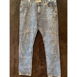 KAALU Jeans Moto Style‎ Denim Pants Designer Accents Size 38